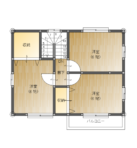 24坪 北玄関 2F